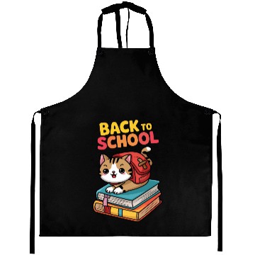 Discover Playful Cat Back to School Illustration Aprons