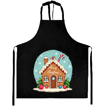 Discover Cute Gingerbread House Merry Christmas Design Aprons
