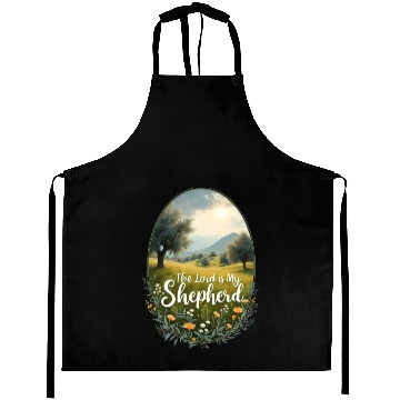 Discover The Lord Is My Shepherd Peaceful Christian Artwork Aprons