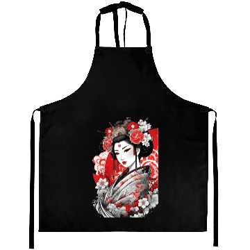 Discover Elegant Geisha with Floral Kimono Aprons