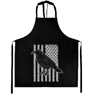 Discover Crow Black US Flag Crows Lover Aprons