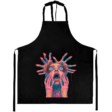 Discover Neon Nightmare: Psychedelic Horror Art Aprons