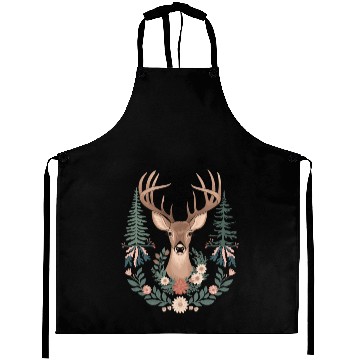 Discover Cottagecore Deer with Floral Wreath and Evergreen Aprons