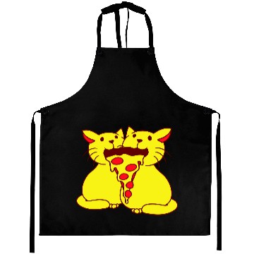 Discover 2 Cats Food Salami Pizza Fast Food Fun Hunger Team Aprons