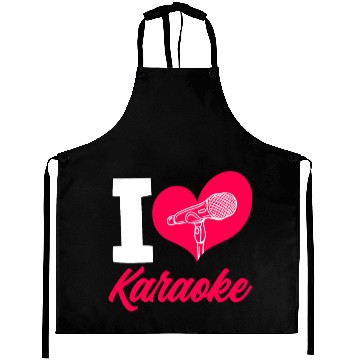 Discover I Love Karaoke Microphone Heart Aprons