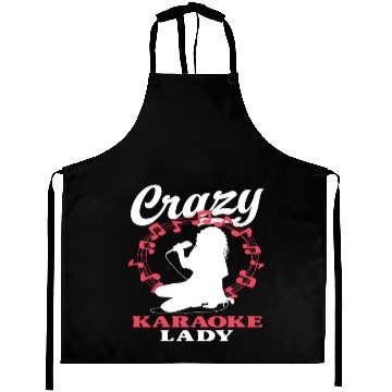 Discover Crazy Karaoke Lady Fun Music Lovers Aprons