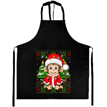 Discover Monkey Santa Hat Ugly Christmas Tree Lights Aprons