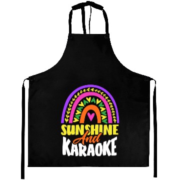 Discover Sun And Karaoke Rainbow Heart Aprons