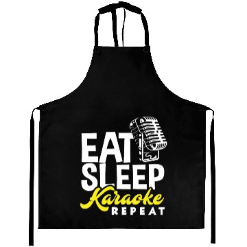 Discover Eat Sleep Karaoke Repeat Microphone Music Aprons