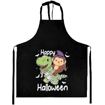 Discover Monkey Happy Halloween T-rex Mummy Costume Aprons