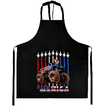 Discover Merica Monster Truck US Flag Aprons