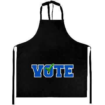 Discover Bold Blue "VOTE" with Green Checkmark Election Aprons