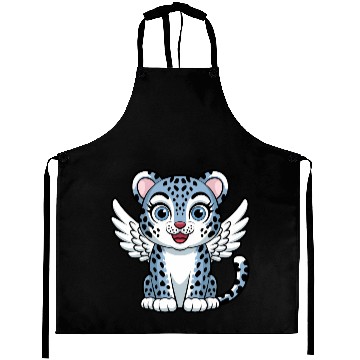 Discover Blue tiger cat with angel wings dreamlike Aprons