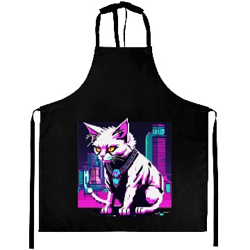 Discover Neon Cyberpunk Cat Aprons