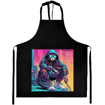 Discover Cyberpunk Rastafari Cat Aprons