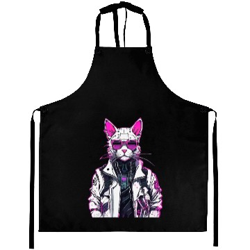 Discover Cyberpunk Cat: Neon Outlaw Aprons