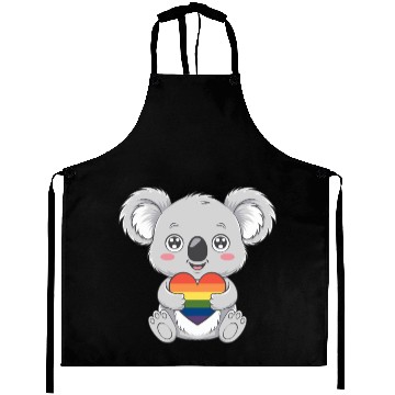 Discover Cute Koala Holding Rainbow Heart LGTBQ Pride Aprons