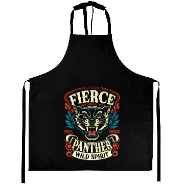 Discover Fierce Panther Old School Tattoo Wild Aprons