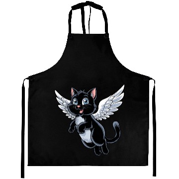 Discover Black Cat with Angel Wings Aprons