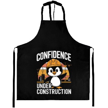 Discover Confidence Under Construction Penguin Aprons