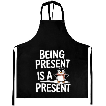 Discover Being Present Is A Present Penguin Design Aprons