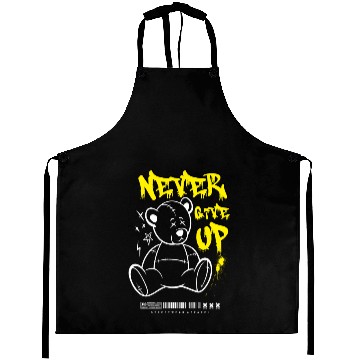 Discover Teddy Bear "Never Give Up" Aprons