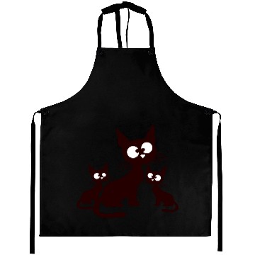 Discover Crazy Cats Family Mom Dad 2 Small Cute Kids Babies Aprons
