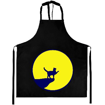 Discover Cat Moon Cliff At Night Werewolf Round Howling Fun Aprons