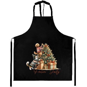 Discover Feelin' Jolly - Cute Dogs Christmas Tree Fun Aprons
