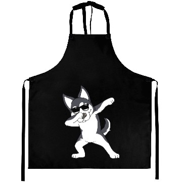 Discover Cute Siberian Husky Dabbing Dog With Sunglasses Aprons