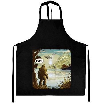 Discover Funny UFOs Bigfoot Sasquatch Introvert Loch Ness Aprons