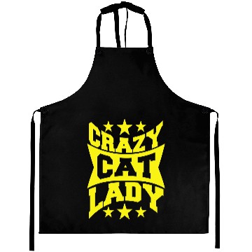 Discover Crazy Cat Lady Text Love Saying Quote Weird Woman Aprons