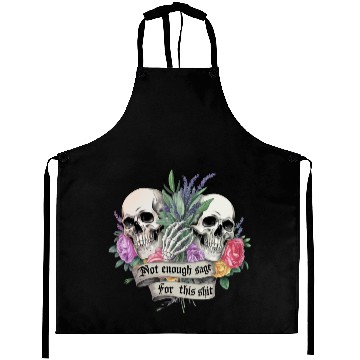 Discover Bold Gothic Skulls & Sage Art | Dark Humor Aprons