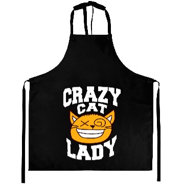 Discover Crazy Cat Lady Text Love Saying Quote Weird Woman Aprons