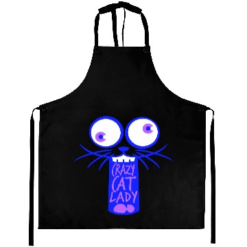 Discover Crazy Cat Lady Text Love Saying Quote Weird Woman Aprons