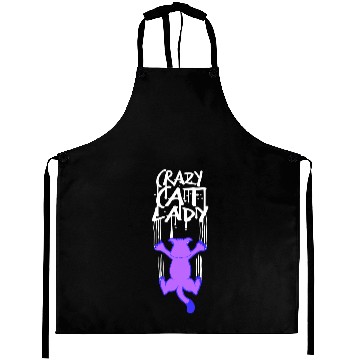Discover Crazy Cat Lady Text Love Saying Quote Weird Woman Aprons