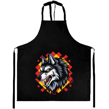 Discover The Big Bad Checkered Pattern Wolf Aprons