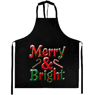 Discover Merry and Bright Christmas Typography Aprons