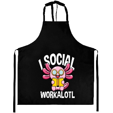 Discover Social Workalotl Funny Axolotl Aprons