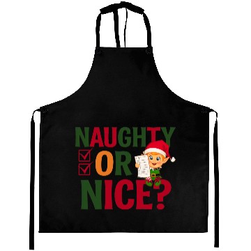 Discover Naughty or Nice Elf Checklist Christmas Fun Aprons