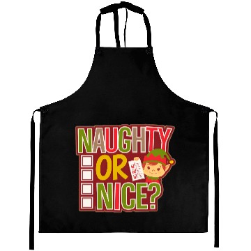 Discover Playful Elf Naughty or Nice Holiday Fun Aprons