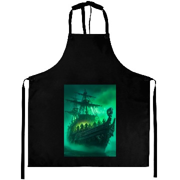 Discover Ghost Ship Aprons - Haunting Pirate Ship in Fog