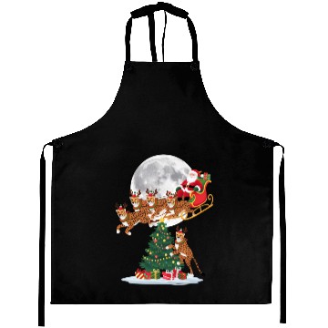 Discover Xmas Tree Lights Funny Santa Riding Cheetah Aprons