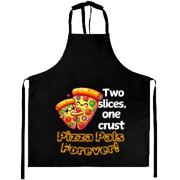 Discover Cheesy Together: Two Slices, One Heart! Aprons