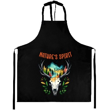 Discover Nature's Spirit - Deer and Mountain Silhouette Aprons