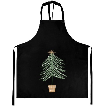 Discover Snowy Christmas Tree with Star  Aprons