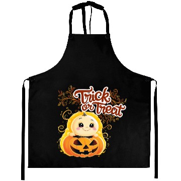 Discover Cute Pumpkin Trick or Treat Halloween Design Aprons