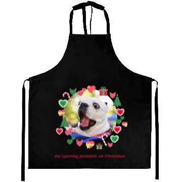 Discover Funny Dog Opening Christmas Gift Aprons