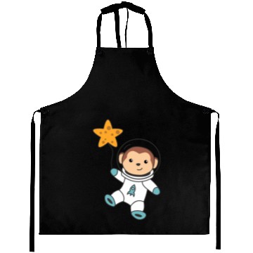 Discover Cute Space Monkey Astronaut Universe Aprons