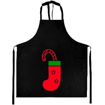 Discover christmas sock with candy cane Aprons